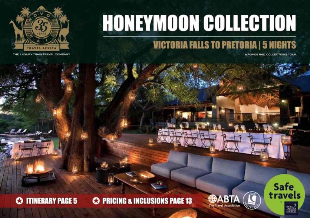 Rovos Rail collection honeymoon Victoria Falls to Pretoria tour box