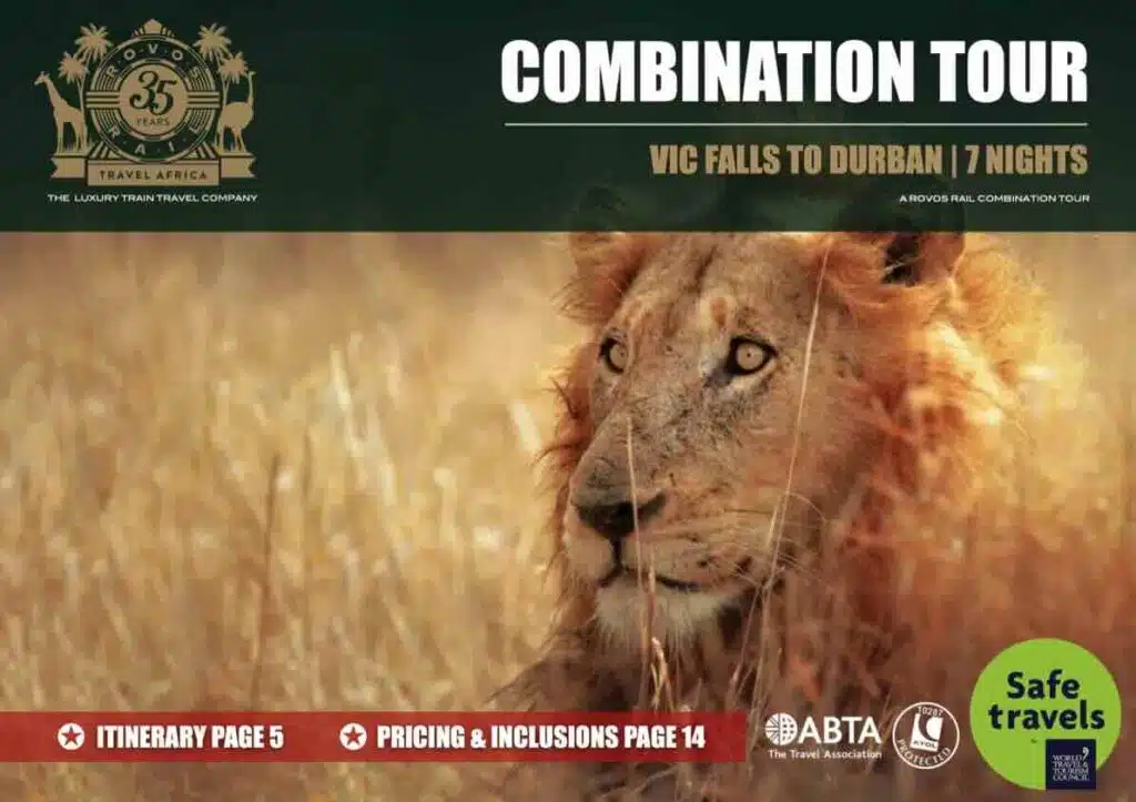 Rovos combo Vic Falls to Durban 7 nights tour box