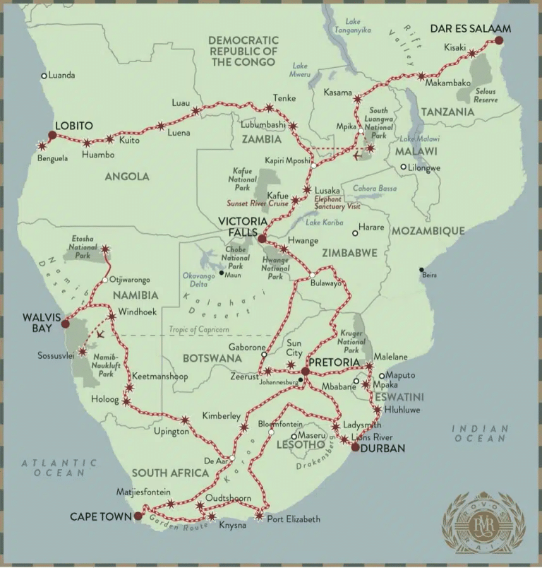 Rovos Rail Train Route Map