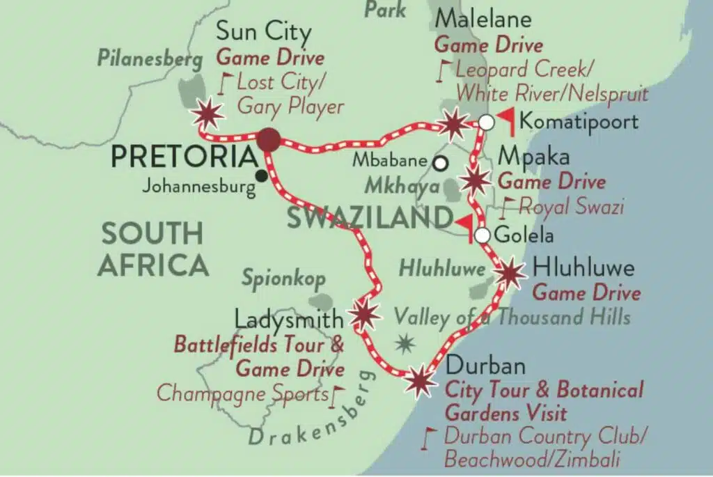 Rovos Golf Safari route map