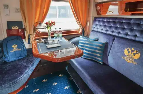 golden eagle train gold cabin couch