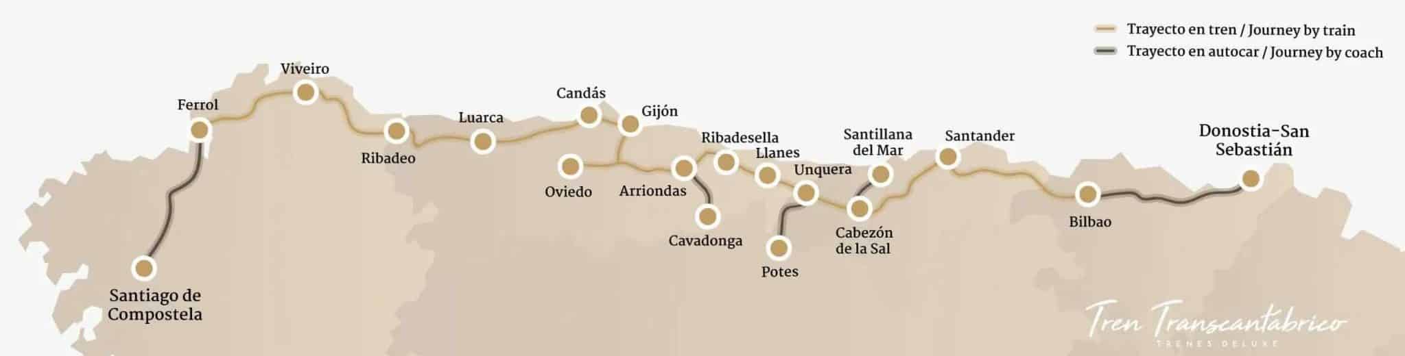 El Transcantabrico Gran Lujo route map