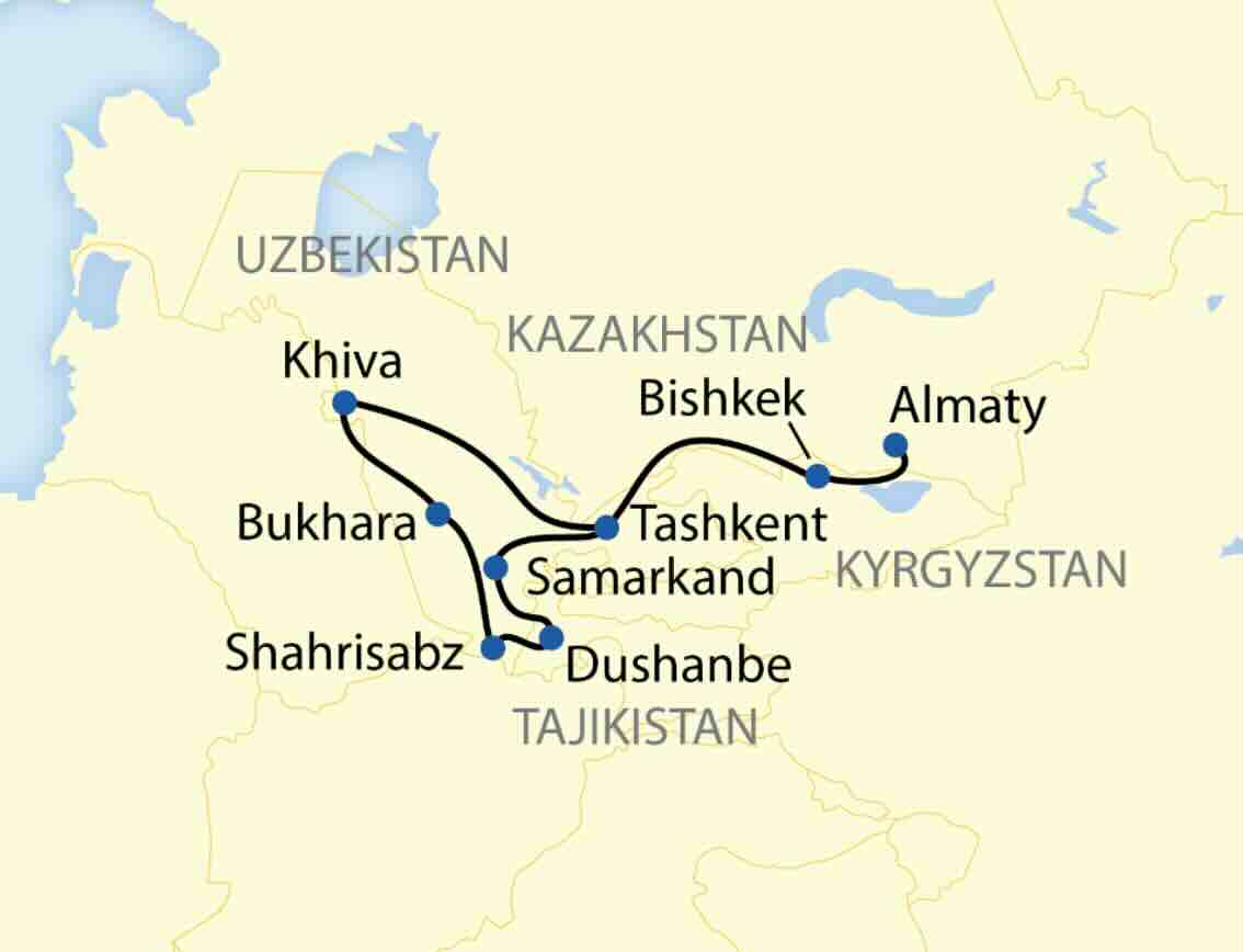 Orient Silk Road Express Legendary Silk road route map