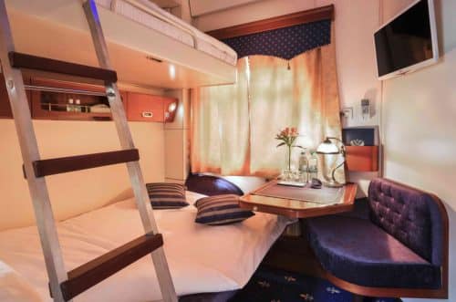 golden eagle train silver cabin view night setup