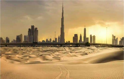 Dubai Skyline From The Desert