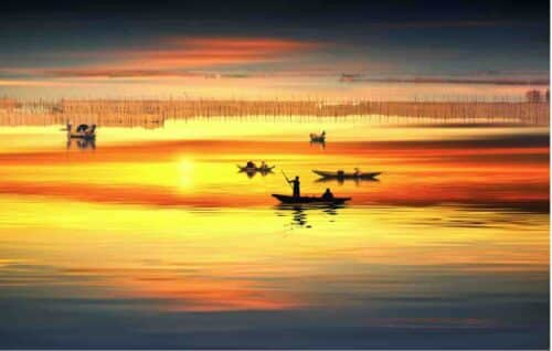 Fishing Boats At Sunset