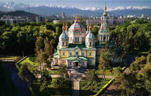 Kazakhstan Almaty With Mountain backdrop