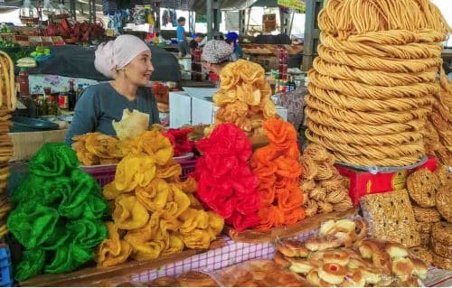 Kyrgyzstan Food Market Scene