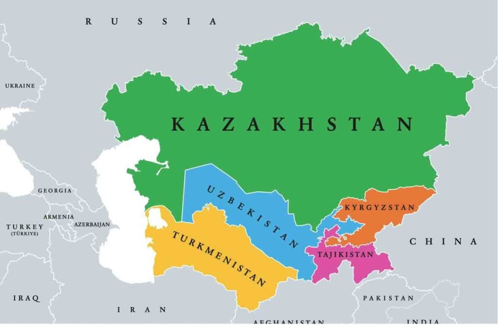 Map Of Central Asia Highlighting The Five Stans