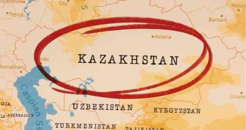 Map of Central Asia Showing Kazakhstan
