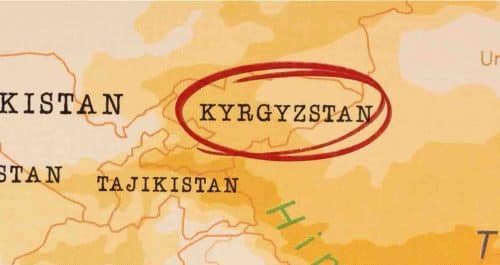 Map of Central Asia Showing Kyrgyzstan